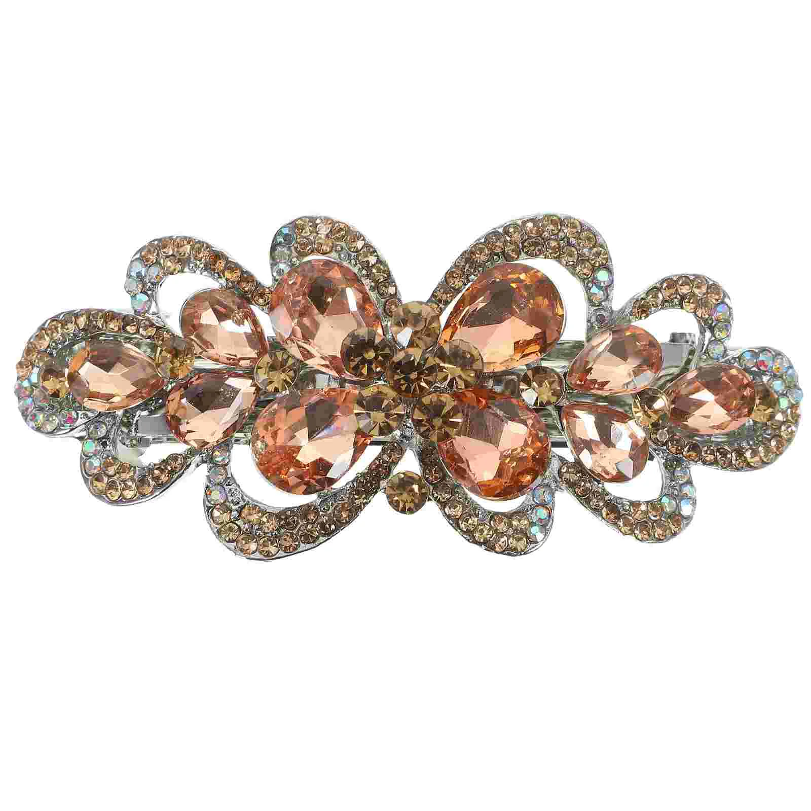 

Rhinestone Hair Clip Barrettes for Women Bride Clips Sparkle Styling Accessories Bridal Temperament Thick Metal Holder