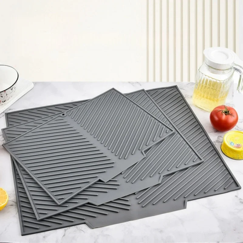 1pc Silicone Draining Pad Diversion Opening Slope Dish Cup Storage Pad Bathroom Water Filter Non-Slip Mat Kitchen Unit Heat anti slip pad anti slip mat