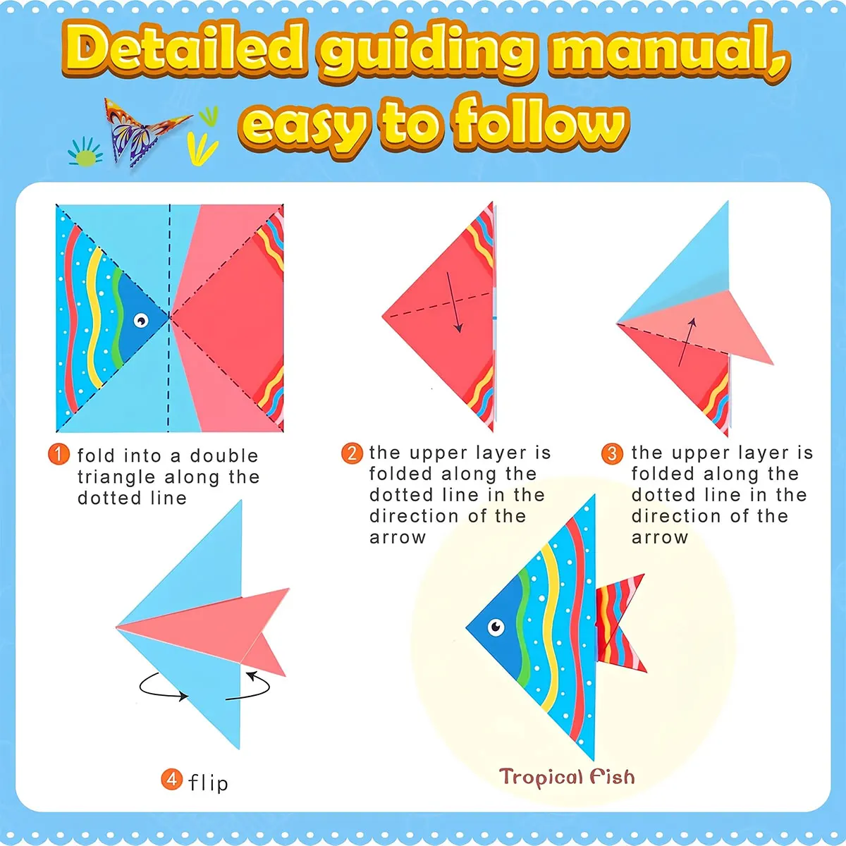 Origami Paper Set 96-208Pcs Craft Paper Kit with Instructional Book Art Projects Supplies for School Class Craft Lessons Gifts - 4