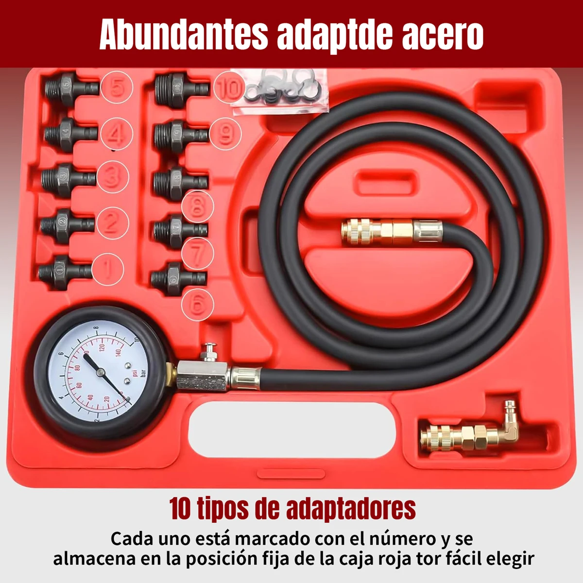 자동차 엔진 오일 압력 테스트 키트 테스터 차고 도구 저유 경고 장치 12피스 퀵 피팅
