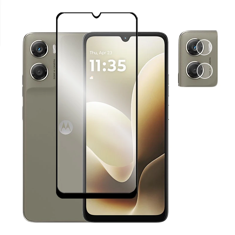 Premium 2.5D Full Cover Tempered Glass Screen Protector with Lens Film