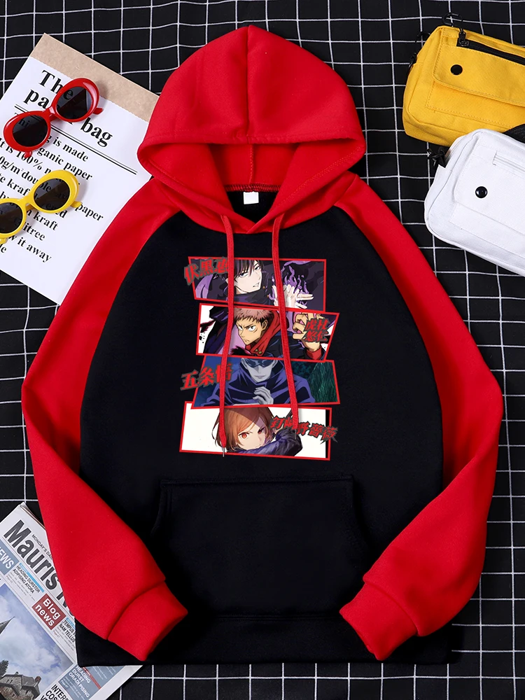 

Jujutsu Kaisen Characters Woman Hoodies Fleece Oversize Sweatshirt Anime All-math Raglan Clothes Hip Hop Vintage Womens Pullover
