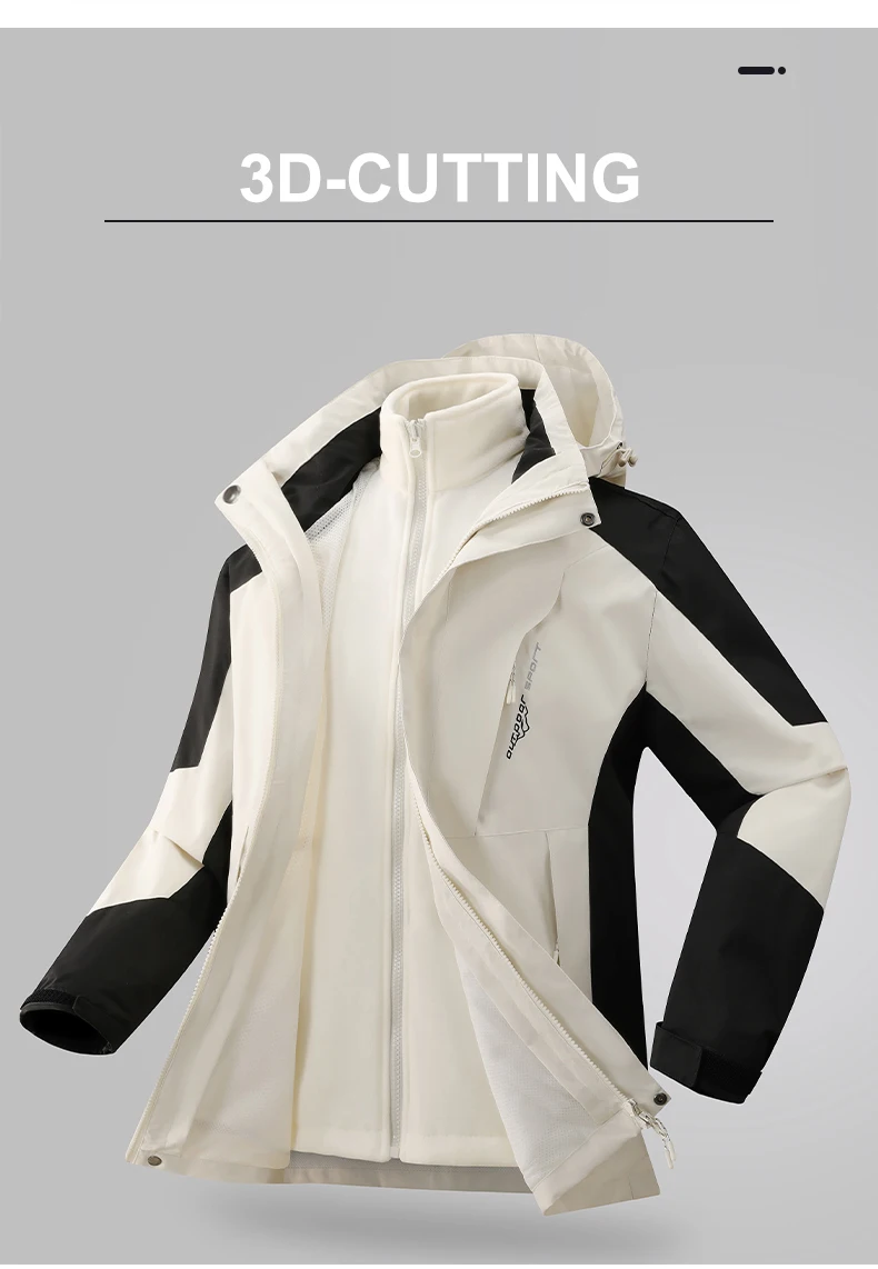 Description Picture 3 of itemCHRLCK Women's 3 In 1 Thick Hiking Jacket Fleece Waterproof Winter Windbreaker Outdoor Warm Camping Jacket Women Windproof Coat