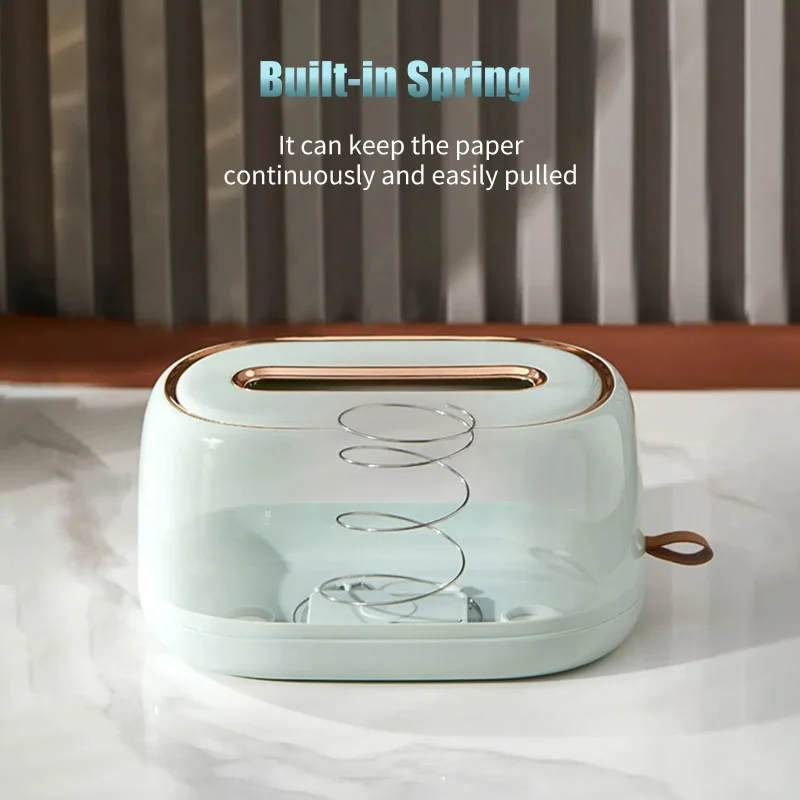Light Luxury Desktop Tissue Box Holder with Spring Wall-mounted Tissue Box Cover Paper Towel Dispenser Bathroom Tissue Organizer 4