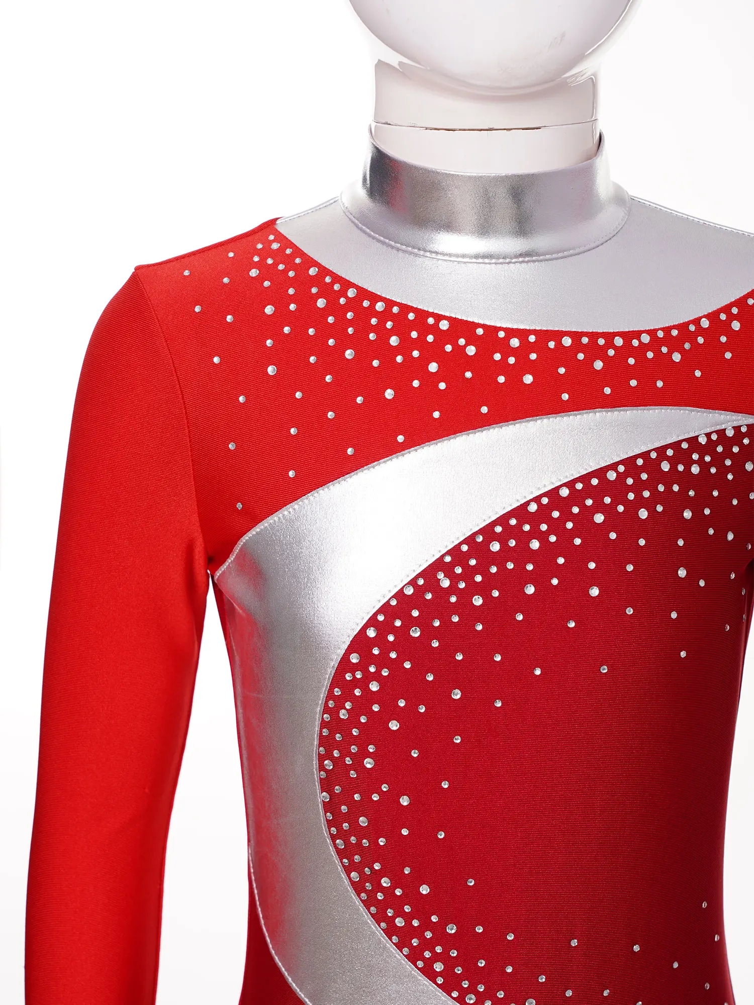 Kids Girls Rhythmic Gymnastics Jumpsuit Ballet Full Bodysuit Metallic Contrast Figure Ice Skating Dancewear girls dance costumes