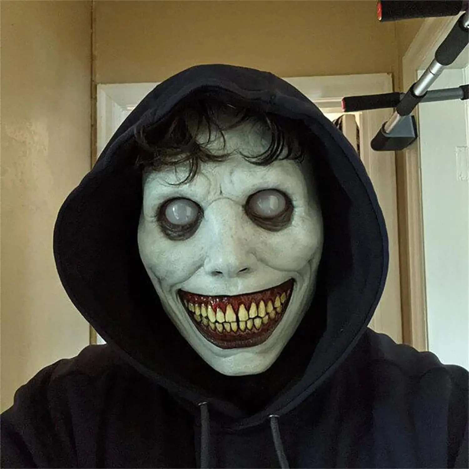Halloween Scary Smiling Demon Mask White Eye Horrible Devil Cosplay Creepy Horror Masked Ball