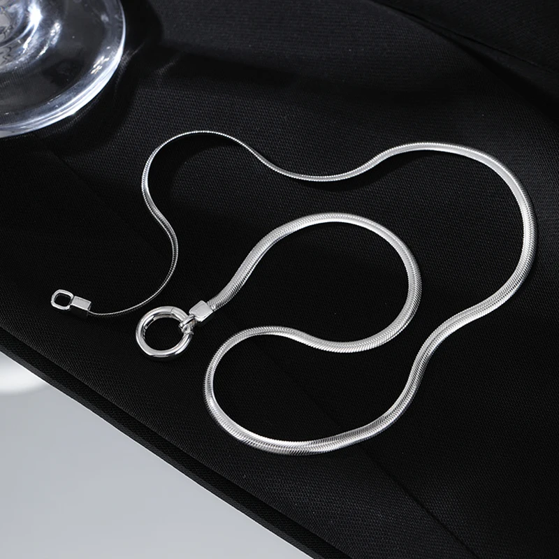 Heißer S925 Sterling Silber Halskette 18-20-22 zoll Einfache Halsband Schlange Knochen Runde Zubehör männer & frauen Geschenk Edlen Schmuck – Detail 7