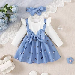 2 - Piece Baby Girl Floral Princess Dress with Headband - Color Block Design - 3 - 6M (XP250825)