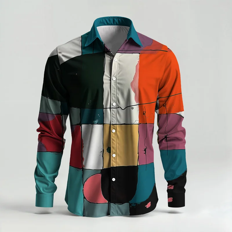 2025 Spring Summer Men Shirt Set Brand Print Fashion Simple Two Piece Set Mens Luxury Lightweight Party Long Sleeves Suit Casual_voghion.com