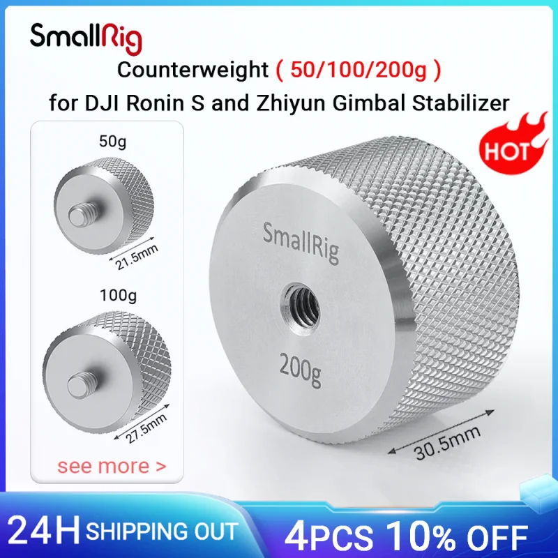 Contrappeso Smallrig 200G Per Dji Rs3/Rs3 Pro/Ronin S/Rsc 2/Rs2/Ronin-Sc E Per Stabilizzatore Cardanico Zhiyun Con 1/4 Filettato 2285