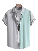 Alternating Striped men's Shirts Summer Minimalist Shirts Beach Casual Style Short Sleeved Shirt Men's Hawaii Vacation Shirt 2