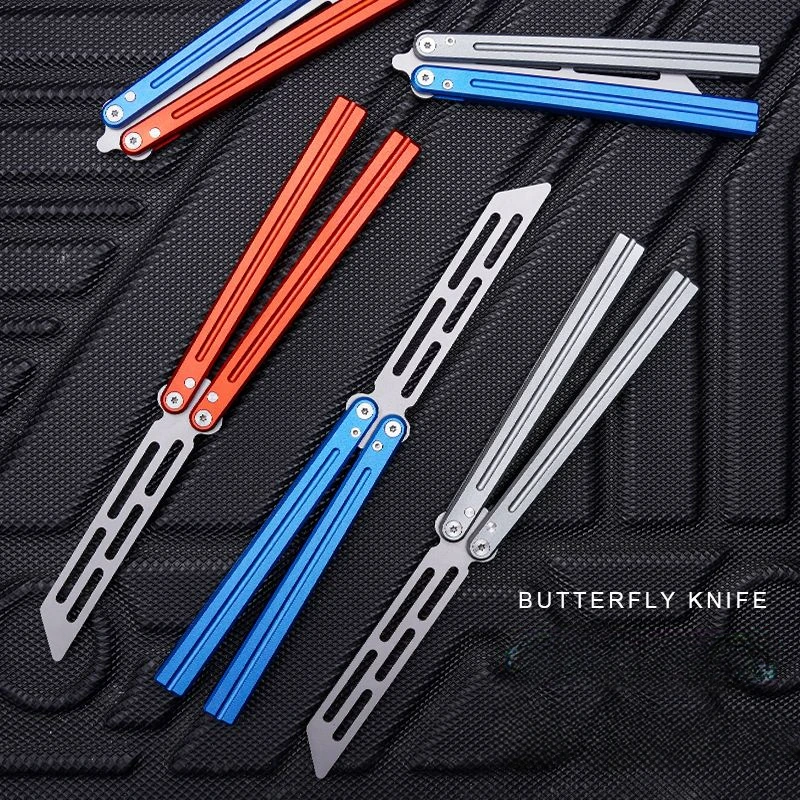 

Butterfly Training Knife High Beauty Red Blue Aluminum Handle New Folding Outdoor Non blade Beginner Portable Knife