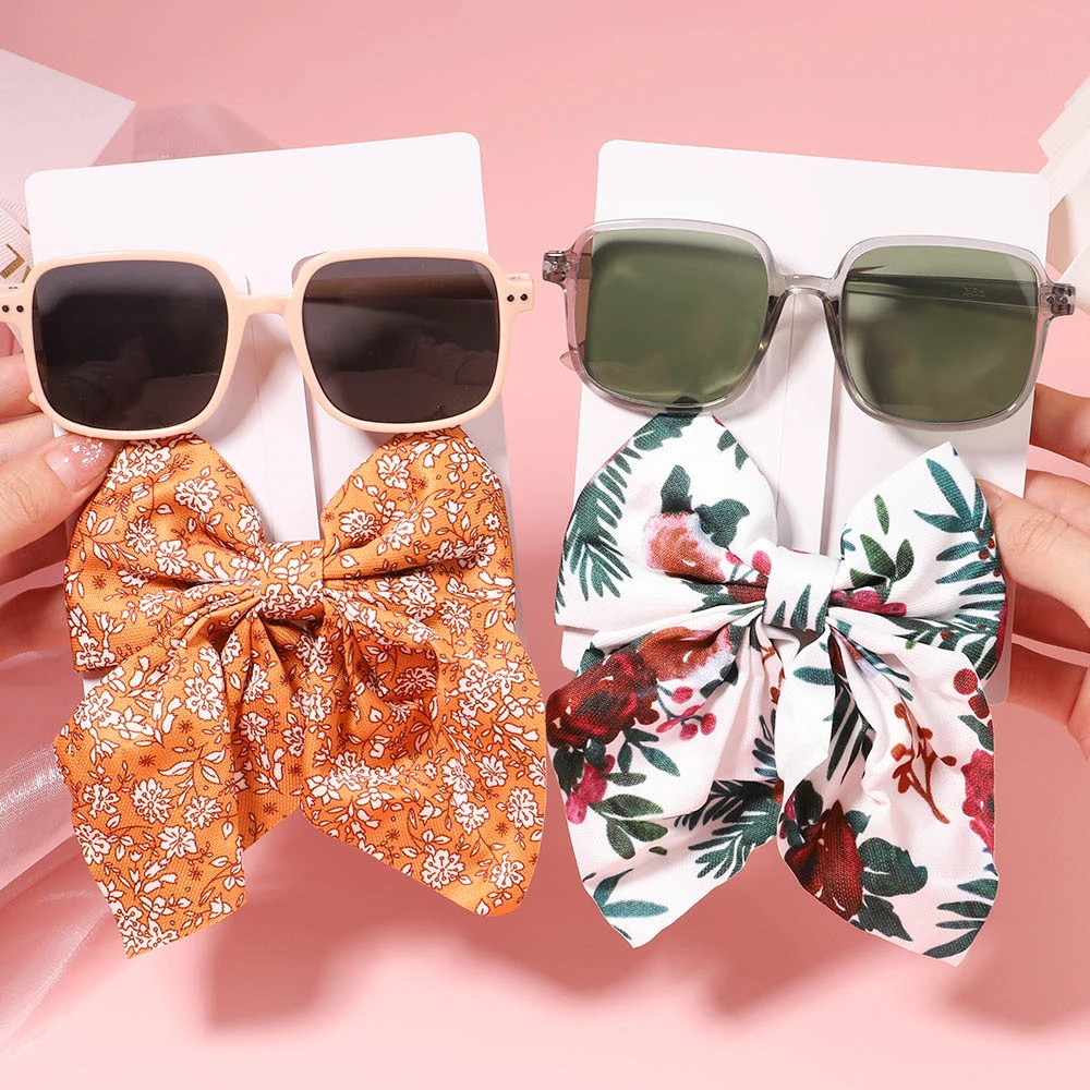 Clip de lazo para gafas de sol de verano, unids/set, pinzas para el pelo con lazo de estampado dulce niños, con horquilla, accesorios para el cabello para niñas| | - AliExpress