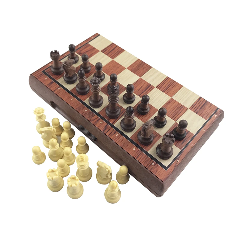 Folding Chess Board Chess 28x24.5cm/11.02x9.65inch Plastic Folding Board Wood Plastic Magnetic Set Puzzle Game Board Entertainment