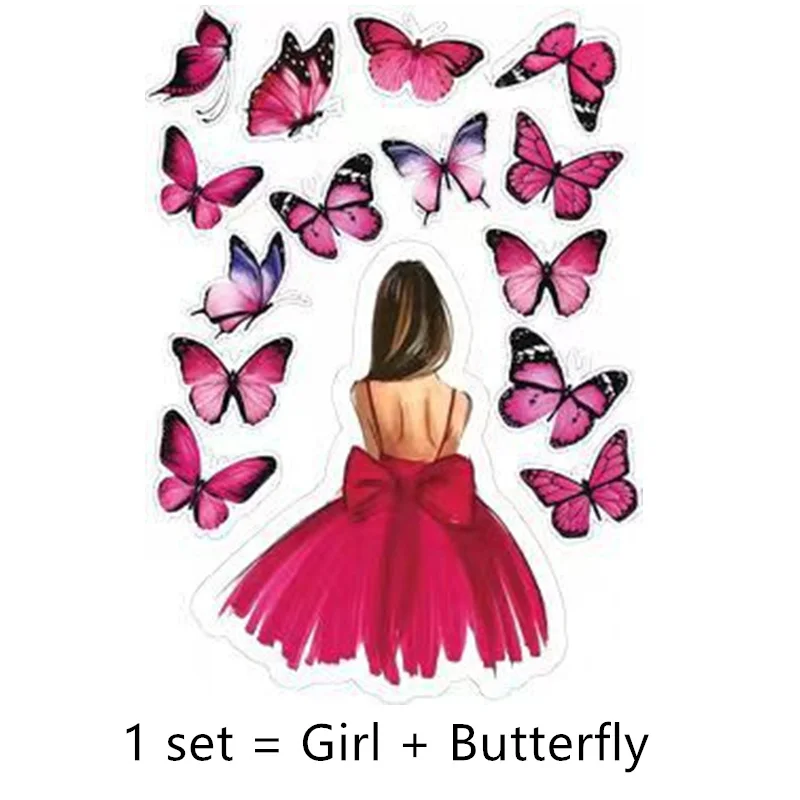 1 Set Mädchen Geburtstagstorten-Deko Schmetterling Pink DIY Hochzeit Party Tortendekoration Dessert-Verzierung Babyparty Geschenk – Detail 6