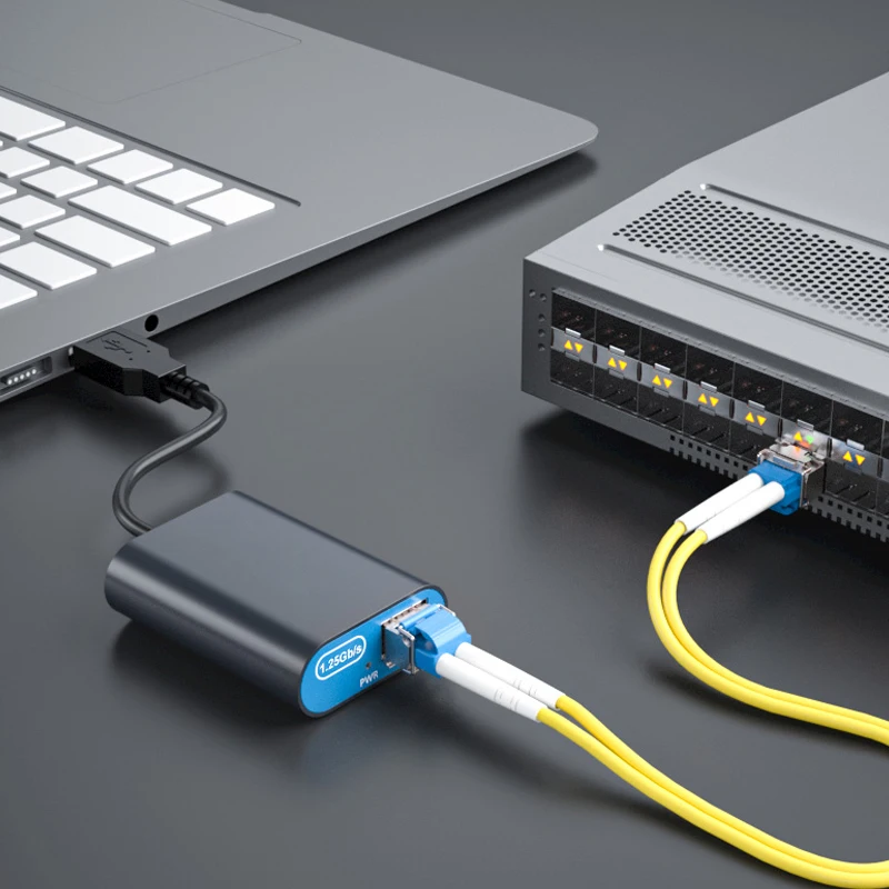 SFP to USB3.0 Gigabit Fiber Ethernet Network Adapter 1000Mbps SX/LX SFP Transceiver Converter Realtek RTL8153 Optical Switch