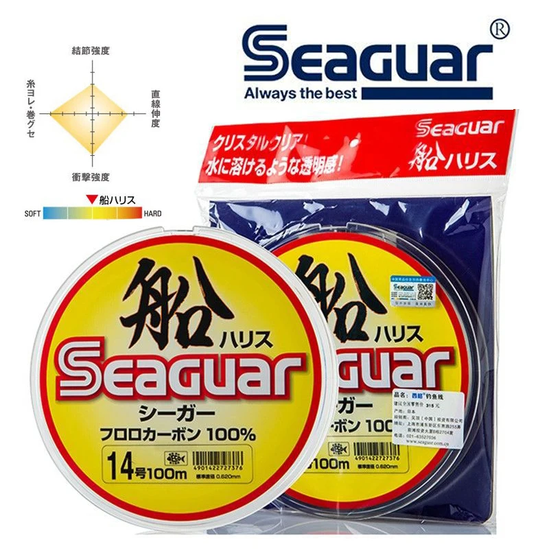 

100M SEAGUAR 100% FLUOROCARBON Fishing Lines FNT BOAT Original Fishing Line 10LB-56LB wear resistance Pesca Mar