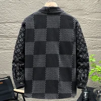 Plaid Denim Jacket Men Vintage Fashion Jean Jacket Plus Size 10XL 11XL Spring Autumn Cargo Denim Coat Male Big Size 10XL 2
