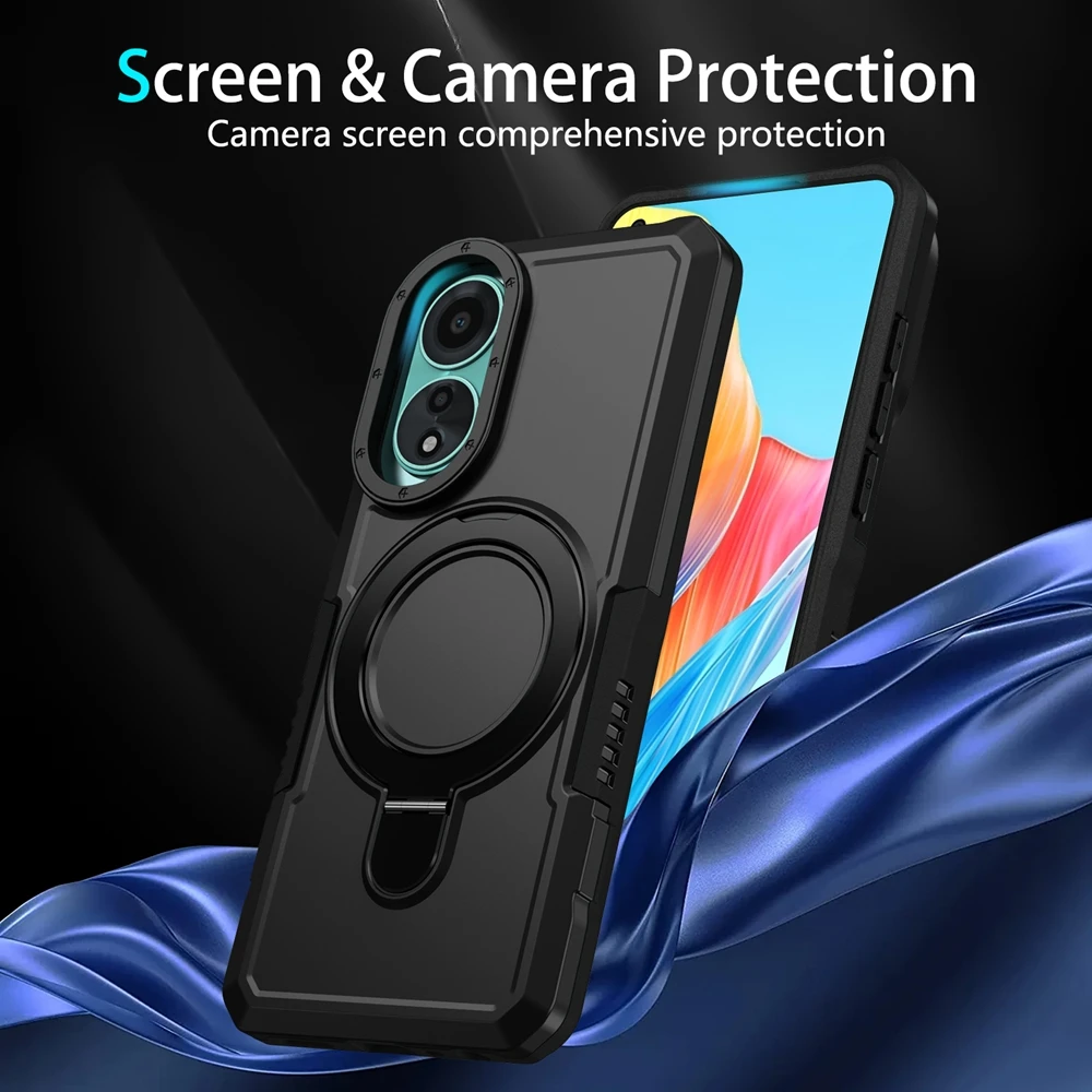 Luxury Armor Bracket Hard Case with Ring Holder & Slide Lens Stand