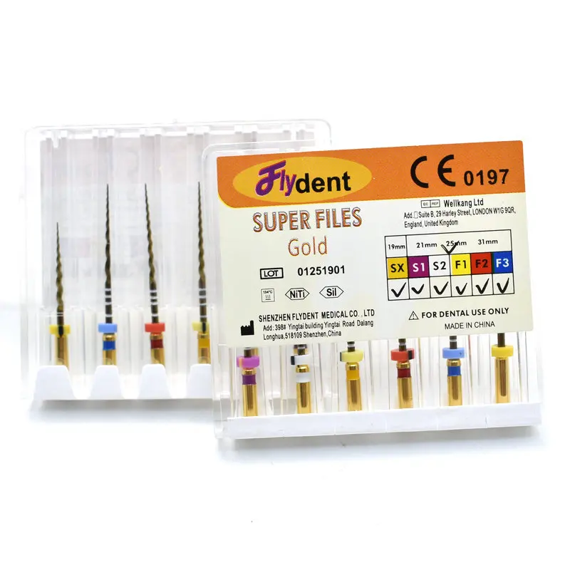 Dental Root Canal File Gold Endo Rotary Super Files Golden Endodontic Files 25mm Nickel Titainium Instrument Dentistry endo rotary files,dental pulp files