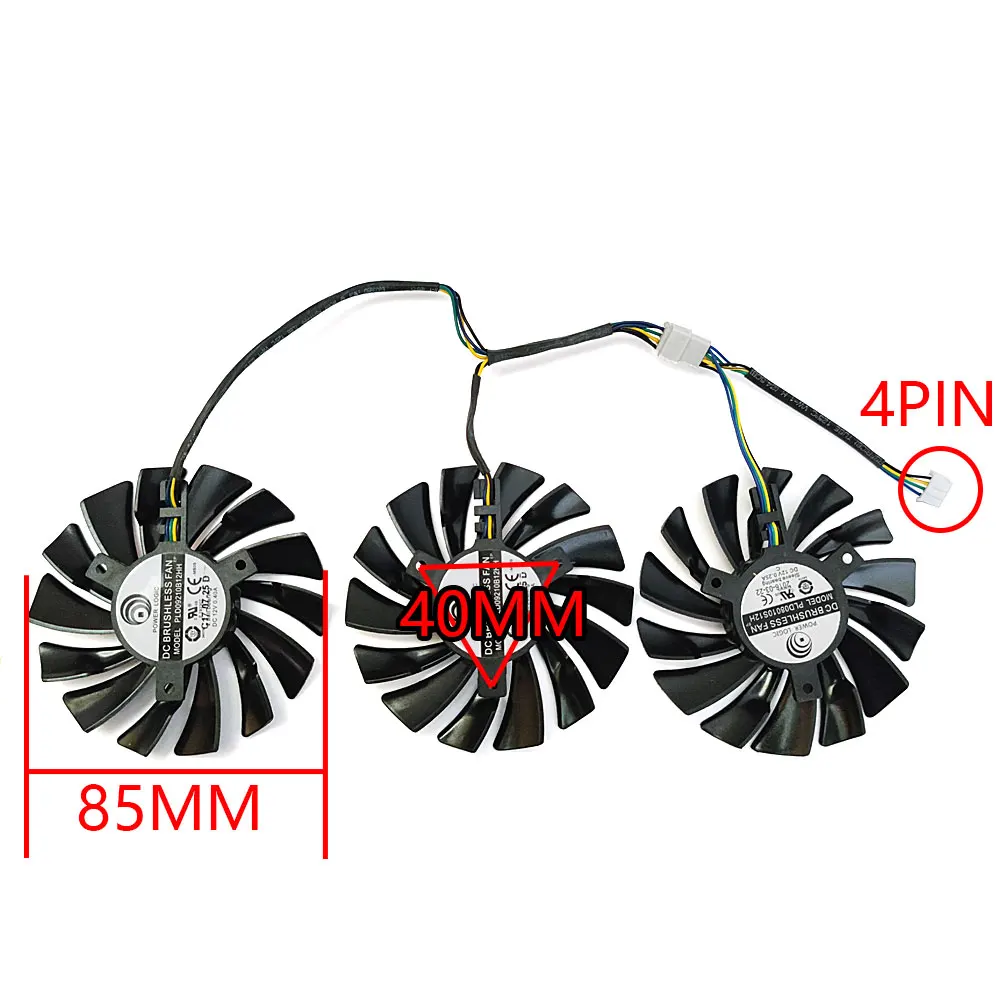 Gtx 1080 Gpu Ventilador para Msi Gtx 1080ti 1080 1070ti 1070 1060 980 Duke Placa de Vídeo Ventilador de Refrigeração Novo Lote 85 mm 4pin Pld09210s12hh - Imagem 4