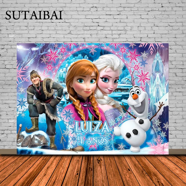 Fondos de Frozen de Disney para niños y niñas, decoración de cumpleaños de  princesa Anna y Elsa, tela de vinilo, suministros para Baby Shower, regalos  - AliExpress