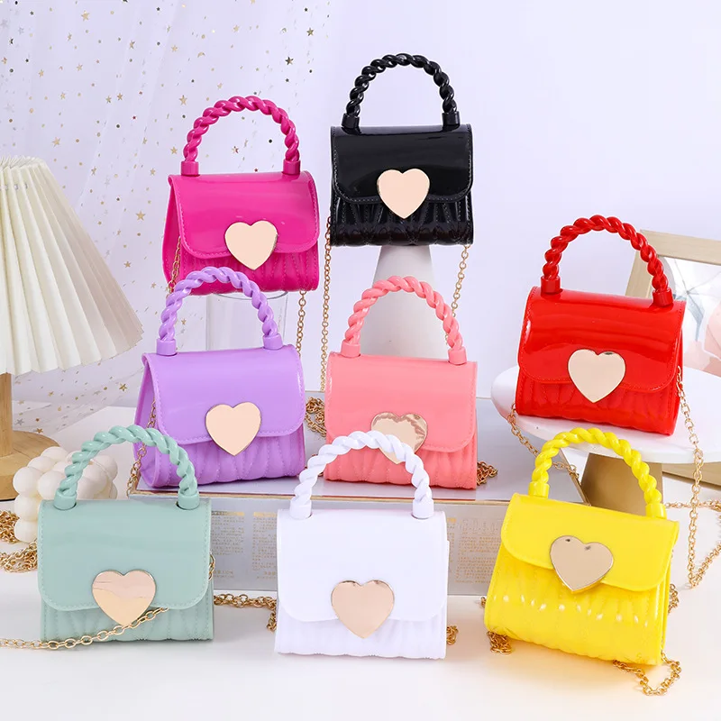 

Heart Shape Small Crossbody Shoulder Bags for Girls Kids Coin Purse PVC Handbags Lovely Children's Mini Square Bag Messenger Bag