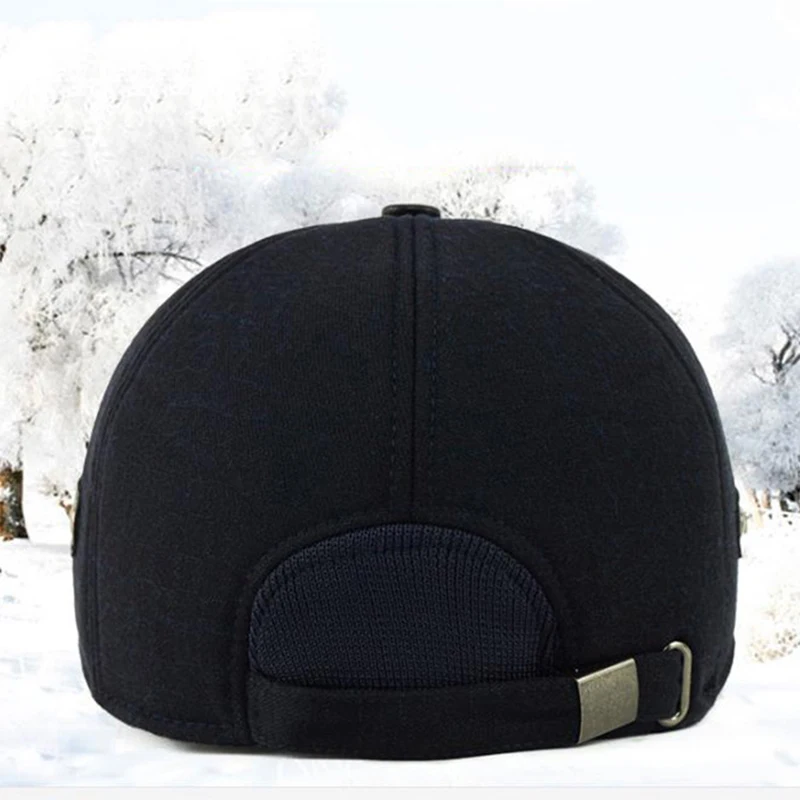 Winter Baseball Hat NIXHIT Retro Winter Baseball Caps For Men Warm Man's Cap Ear Protection Earflaps Thick Windproof Middle Elderly Dad Hat A377