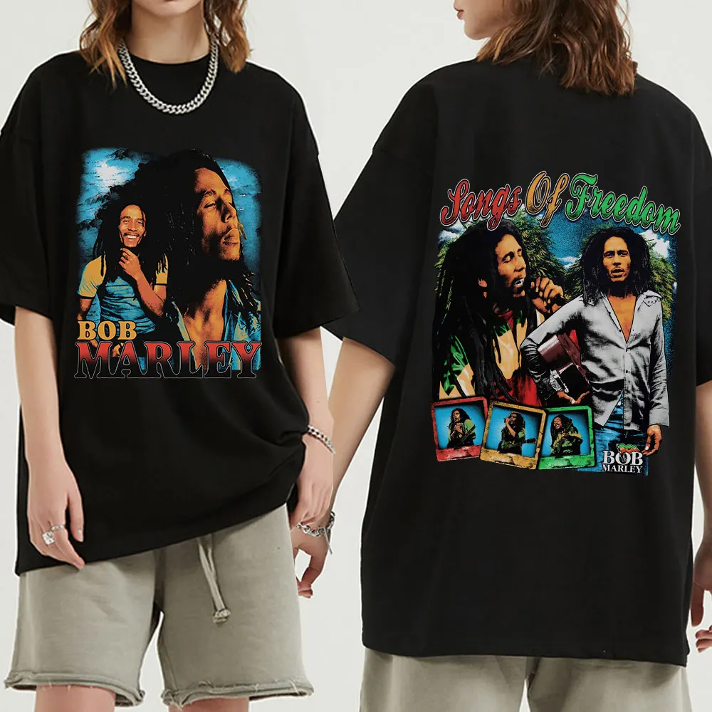 Rapper Bob Marley T Shirt Album Musicale Stampa Grafica Magliette Moda Uomo Hip Hop Vintage T-Shirt Oversize In Cotone Streetwear