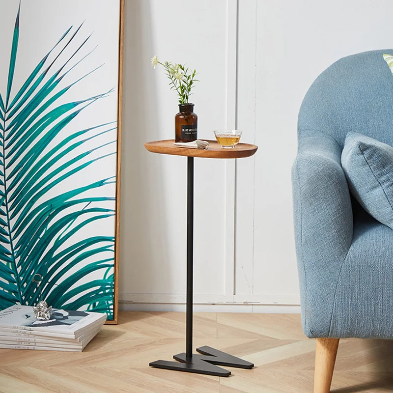 

Mini Wood Bedside Narrow Angle Table Living Room Sofa Small Table Can Be Moved Luxury Balcony Coffee Table Furniture HY