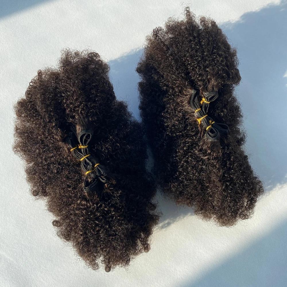 Ciocche di Capelli Umani Afro Kinky Curly 4A 4B, Doppio Filamento, Estensioni di Capelli Umani per Donne di Colore - immagine 5