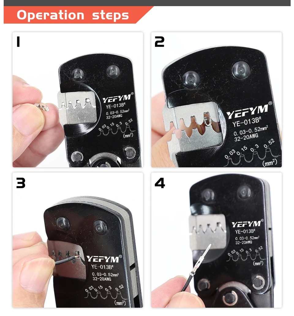 Micro Connector Crimp werkzeug YE-013BR für xh2.54/ph2.0/zh 1,5 d-sub, offene Fass anzüge Molex, Jst Zange 0,03-0,5 mm²/32-20awg – Detail 6