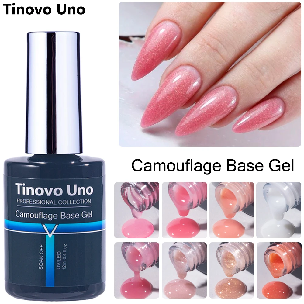 Tinovo Uno 31 컬러 위장베이스 젤 폴란드어 거미 고무베이스 코트 12ML 반영구적 UV 누드 젤리 화이트 핑크 젤 바..