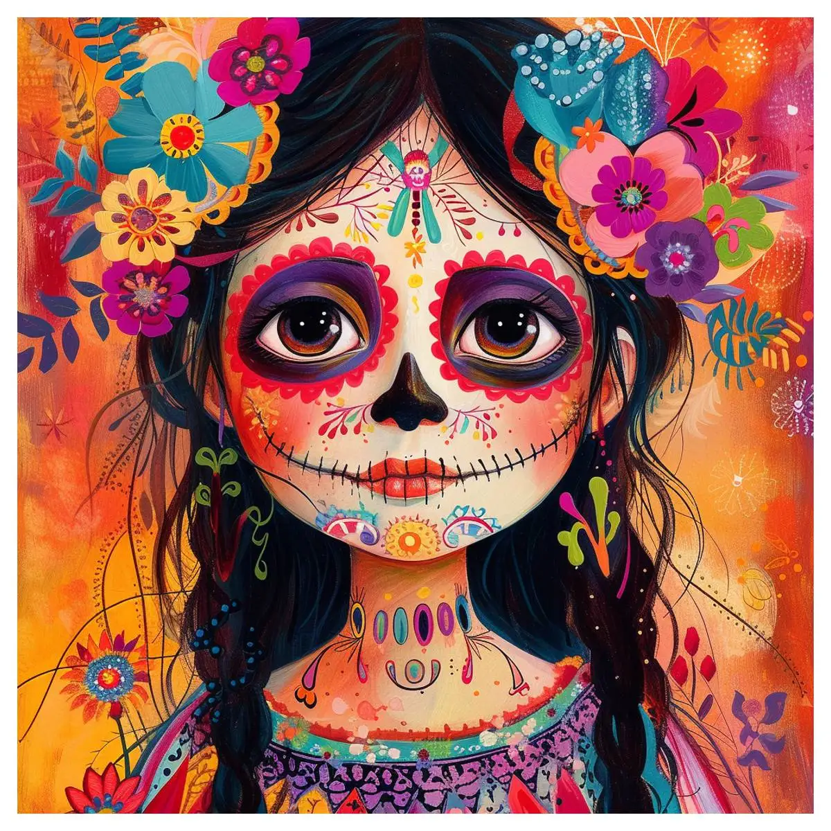 Kit Punto De Cruz Halloween OWN4B - Tela Estampada 11CT, 41x41 Cm, Ideal Para Manualidades