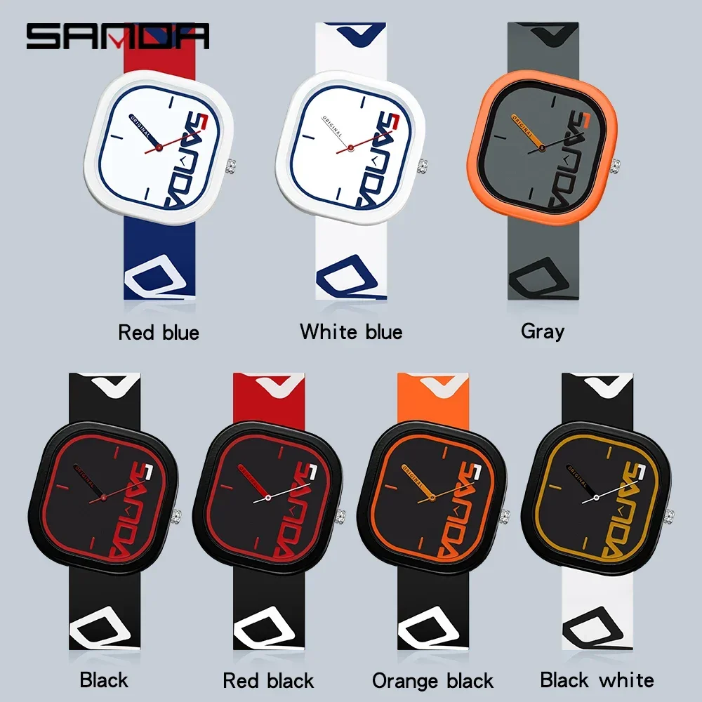 SANDA 3203 Men Luxury Casual Waterproof Silicone Strap Men Clock  Simple Design Men Wristwatch Brand Fashion Sports Quartz Watch 3