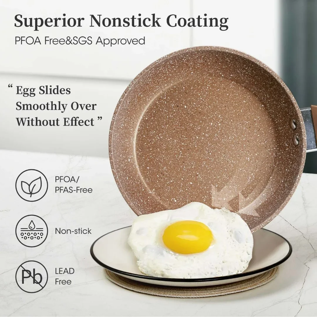 Nonstick Frying Pan Set, Granite Non Stick Skillet Pan, Small Egg