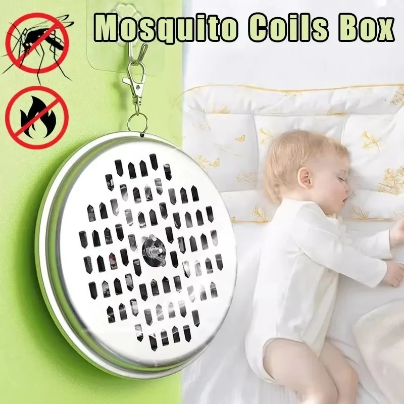 Mosquito coil holder stainless steel box with cover round tray easy clean
