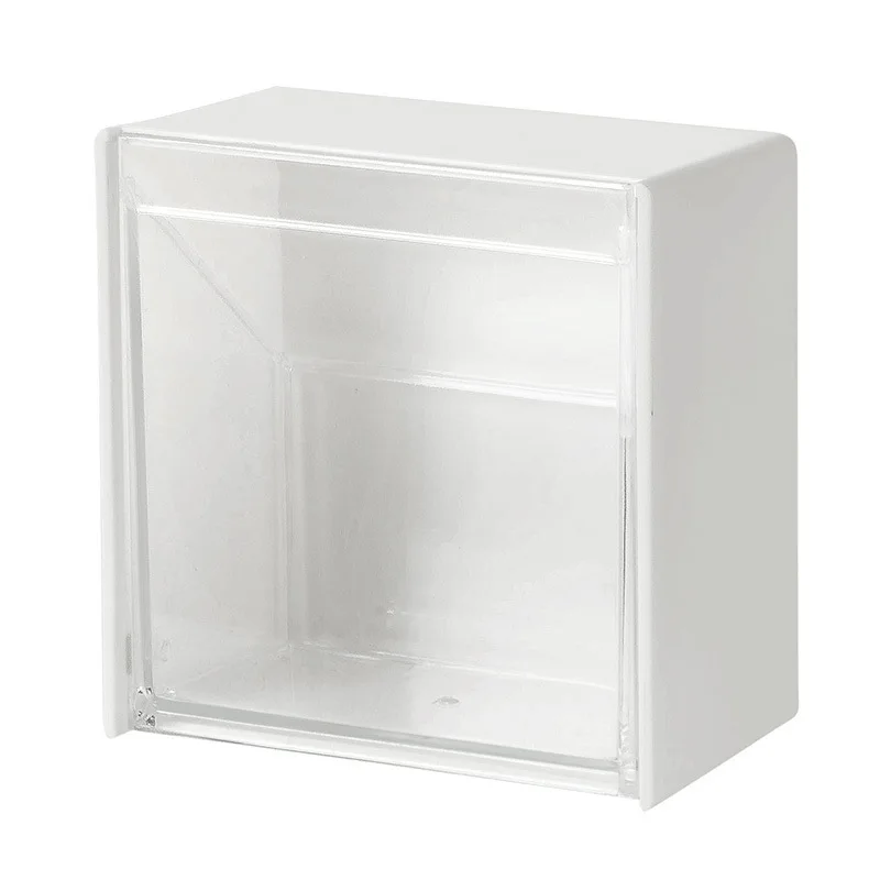 Plastic Wall Mounted Storage Boxes Dustproof Bathroom Organizer for Cotton Swabs Makeup Adhesive Small Jewelry Holder Box 5