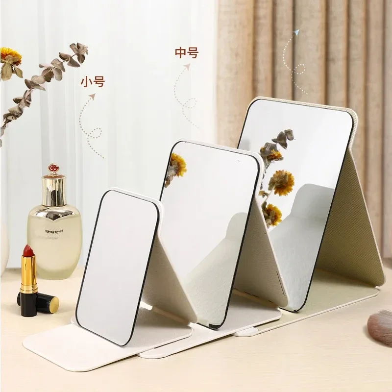 Folding Makeup Mirror High-quality Portable Desktop Makeup Mirror Single-side Creative Women Solid Color Standing Makeup Mirror