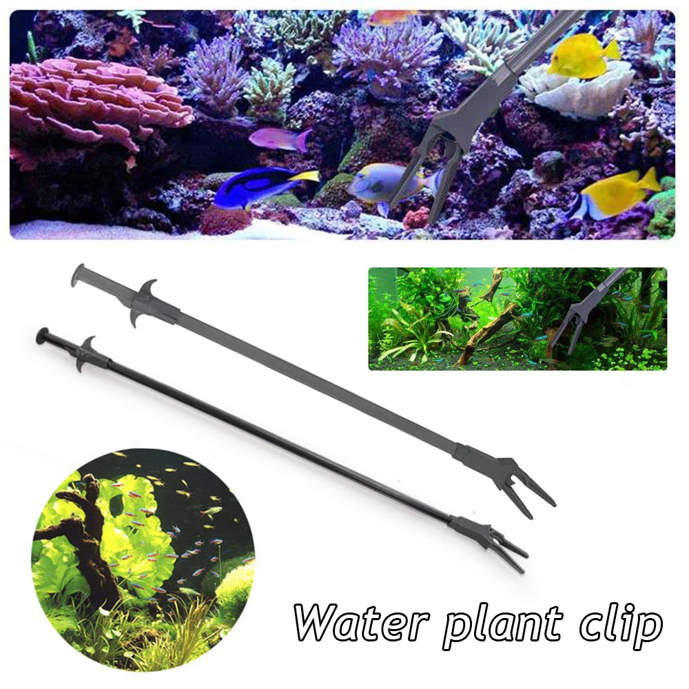 50cm Aquatic Planting Clamp Long Clip Waterweed Aquatic Tweezers Aquarium Home  Fish Tank Cleaning Tool Convenient Durable