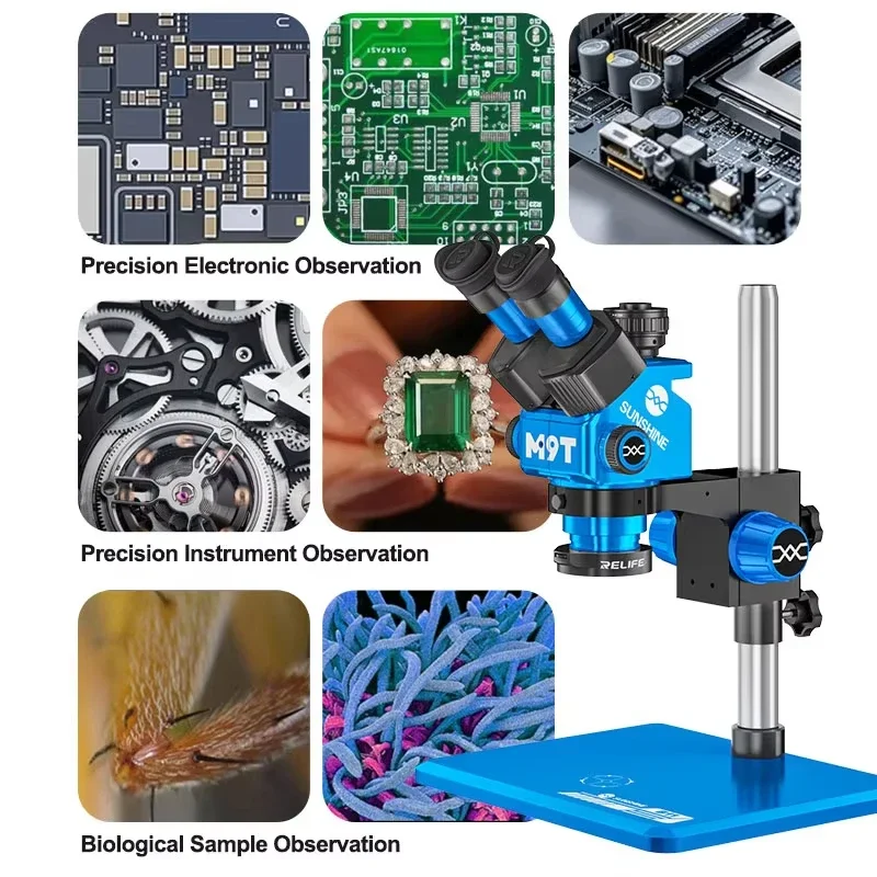 선샤인 삼안 현미경 6X-45X 연속 줌 35cm 컬럼 현미경 전자제품 휴대폰 PCB BGA 수리 도구