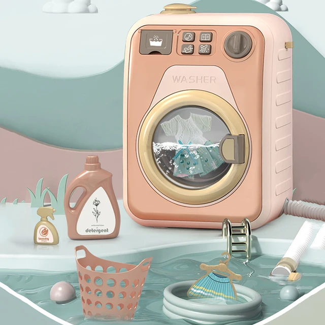 Pretend Play Electric Drum Rotatable Washing Machine Toy Kids Play House Kitchen Rice Cooker Cooking Educational Toy Girl Gift 2