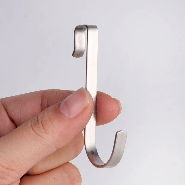 5PCS Stainless steel square tube tied household kitchen bathroom small s-shaped  hook shelf flat card hook bedroom accessories - AliExpress