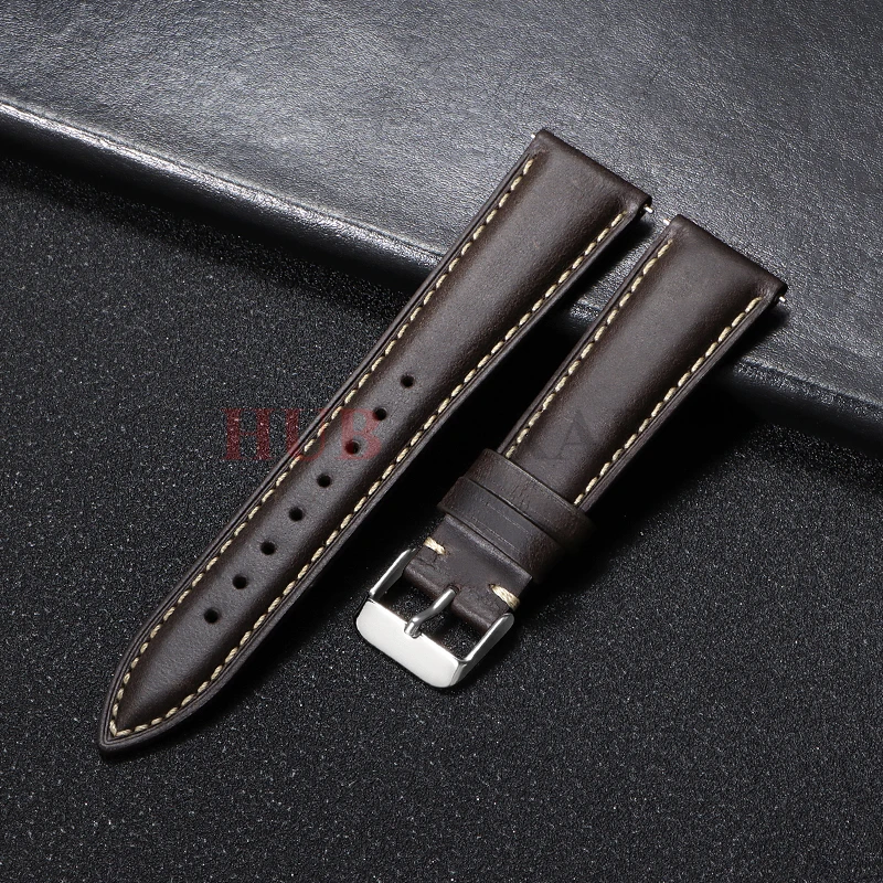 Universelle Vintage-Uhrenarmbänder aus Ölwachsleder 18mm 19mm 20mm 21mm 22mm Braunes Oberleder-Uhrenband Herren-Accessoires mit Dornschließe – Detail 14