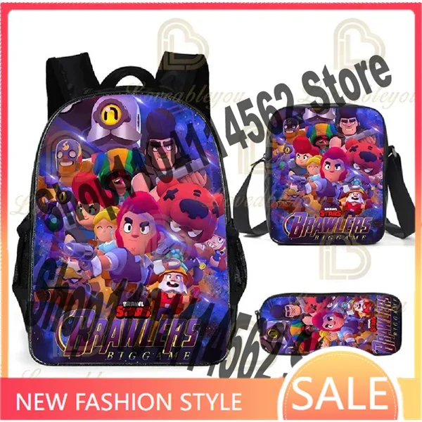 Anime Figure Backpack Bag Set Boys Schoolbags Kid Bookbag Student Pencil Case Back To School