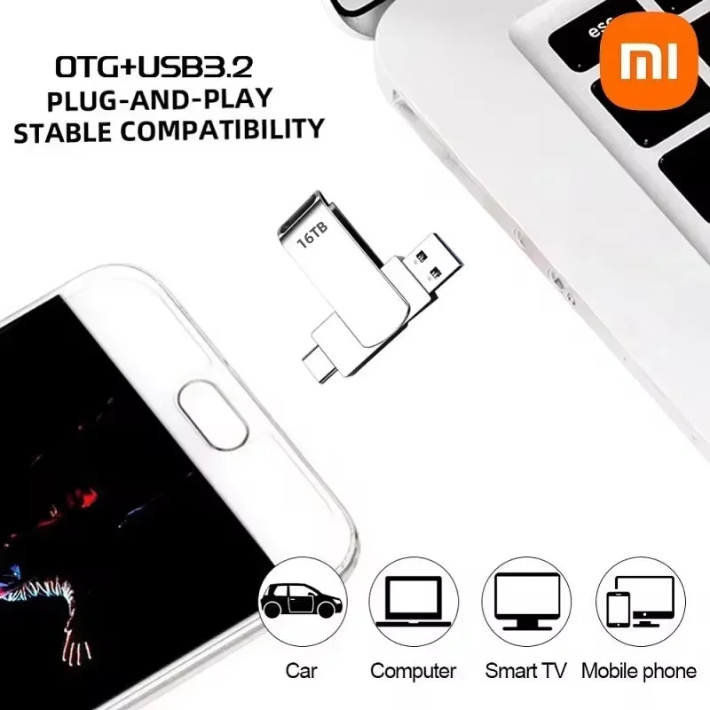 Xiaomi USB 3.2 16TB Flash Drives High Speed Transfer Metal Pendrive Memory Card Pendrive Flash Disk Memoria Waterproof Stick