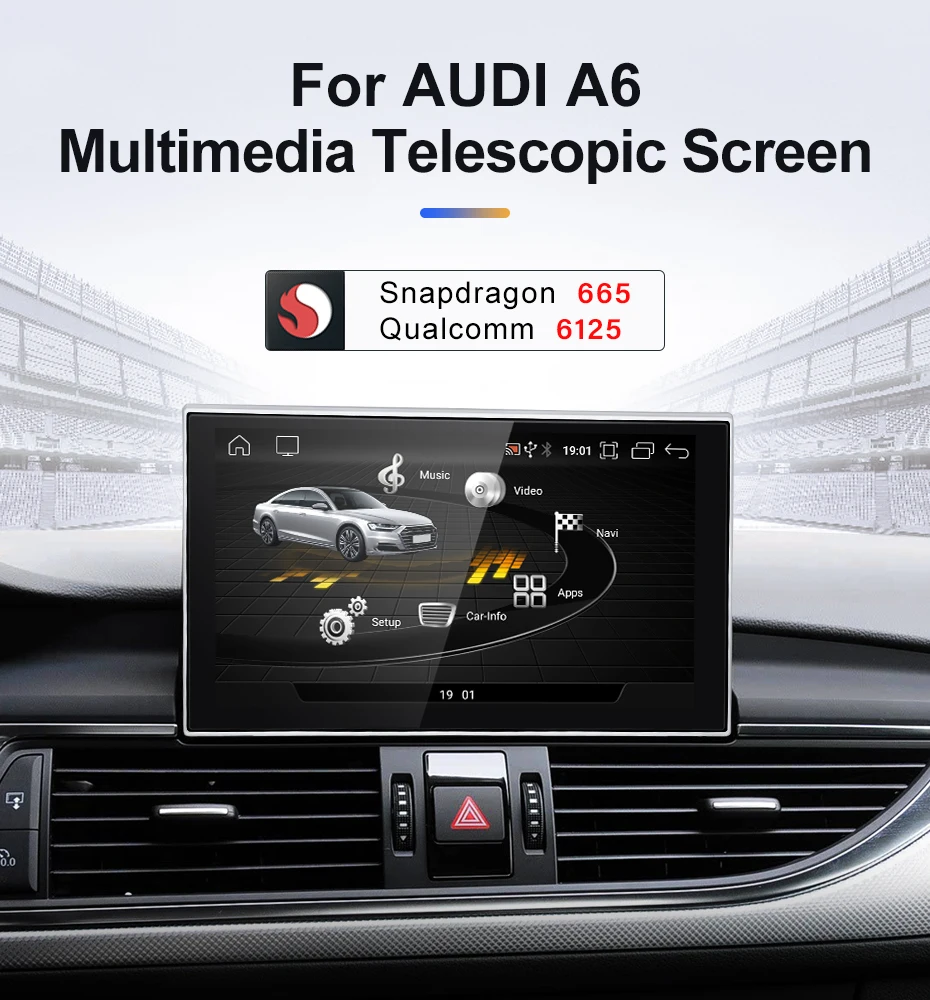 Qualcomm Snapdragon 665 6125 Andorid14 Wireless CarPlay Auto For AUDI 2012-2018
