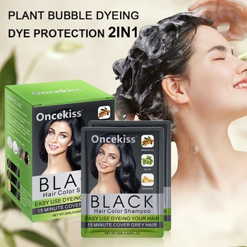 Confezione da 10 bustine di shampoo per tinture per capelli veloci, applicazione istantanea del colore, copre efficacemente i capelli grigi, formula delicata per il lavaggio in un solo passaggio