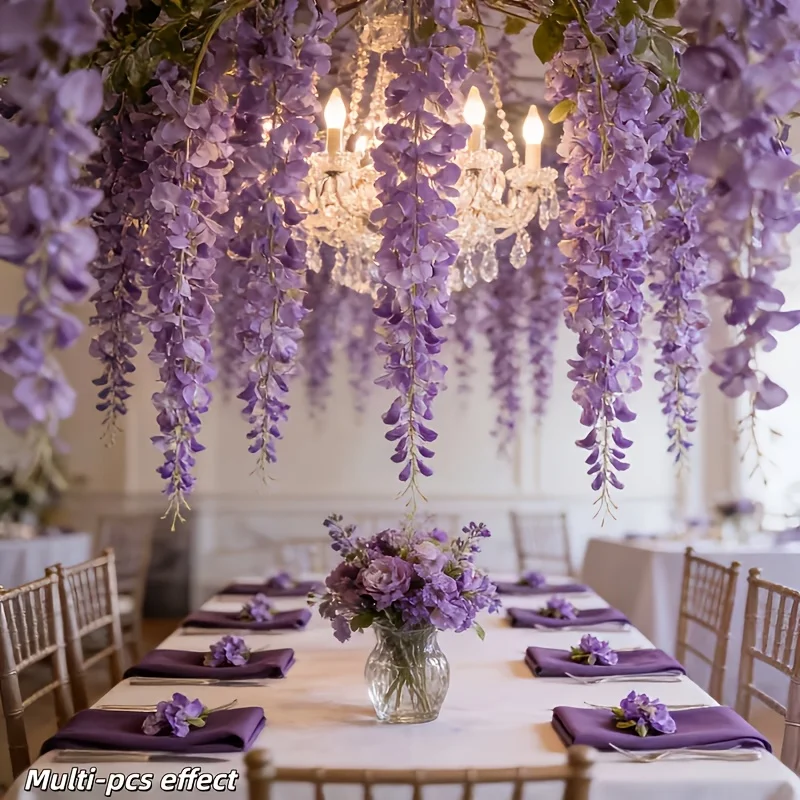30-teiliges Künstliches Glyzinienranken-Set, Lila Hängende Blumen für Hochzeiten, Partys, Bögen, Decken, Wanddekoration, Einkaufszentren-Display