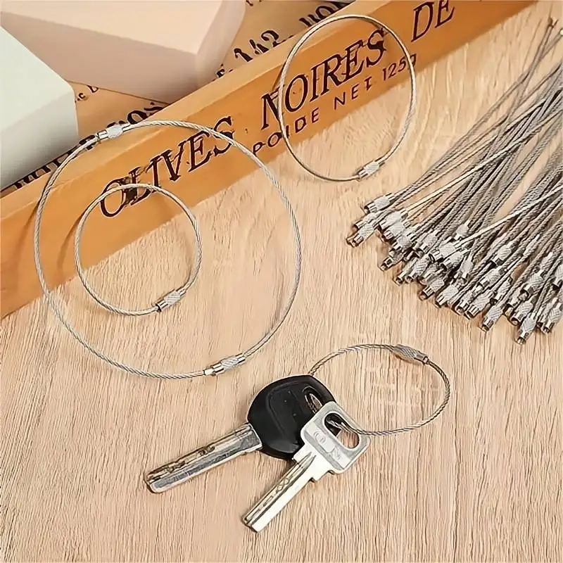 260709-0ae226.jpg Sbf3dbe6567b448449289129874baf7c3h 10pcs Stainless Steel Wire Keychain Cable Key Rings Loop Wire Cable Braided Steel Chain Heavy Luggage Tag Ring Tag Holder Mallzona